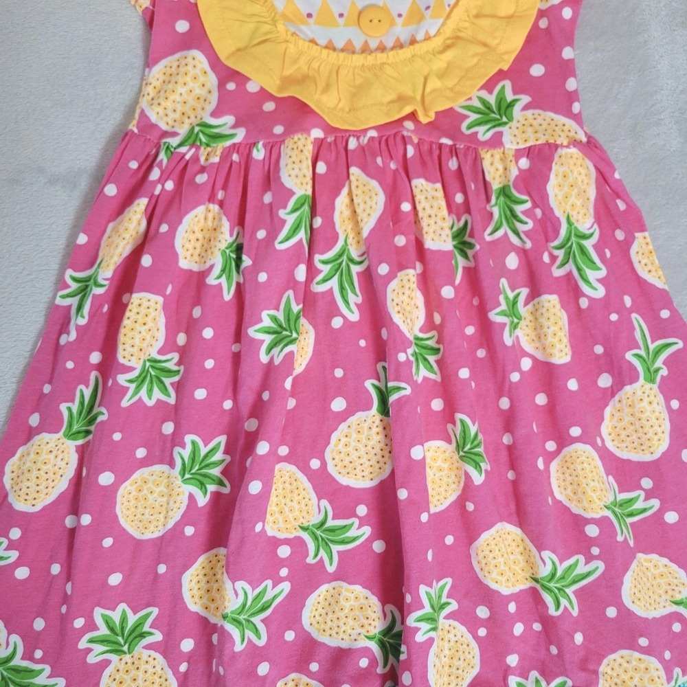Jelly The Pug Girls Size 4 Maxi Dress Pineapple Print Collection Pink Colorful - Picture 4 of 7